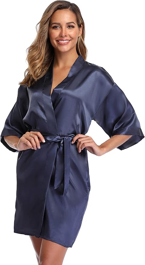 Robe for Women Silky Lightweight Satin Kimono Bride Bridesmaids Wedding Party Robes Dressing Gown Summer Loungewear