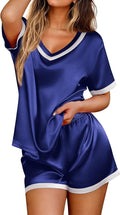 Ekouaer Silk Pajamas for Women Short Sleeve Satin Sleepwear Soft 2 Piece Pjs Shorts Set Loungewear,S-XX