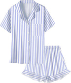 Umeyda Girls & Women Satin Pajamas Set Button Down 2 Piece Silk Pjs Shorts Set Ruffle Sleepwear, 5 Years-Women L