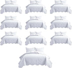 IR Imperial Rooms 10 Pack Twin Quilt Bedding Set (68" x 86") - Bulk Wholesale for Hotels, Guest Bedroom & Airbnbs - Lightweight Microfiber Reversible Floral Embossed Quilts Bedspreads (White)