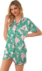 Girls & Womens Satin Pajamas Set, Silk Button-Down Sleepwear 2 Piece Nightwear, 3 Years - Women XXL