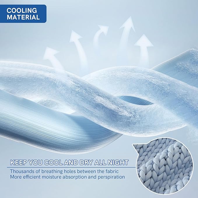 YnM Cooling Chunky Throw Blanket, Medium-Weight, Hand Knitted, Skin Friendly, Ventilated and Breathable, Machine Washable, Home Décor Piece for Couch, Sofa and Bed (Azure Blue, 40x50 Inch)