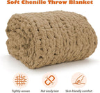 Chunky Knit Blanket Throw, 60x80inch Soft Chenille Yarn Throw, Handmade Warm Thick Cable Knit Crochet Blanket, Large Rope Knot Throw Blanket for Couch Bed Sofa,Dark Khaki