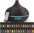 SACATR 550ml Oil Diffuser with 30x5 mL Essential Oils, Ultrasonic Technology, Remote Control for Home Office