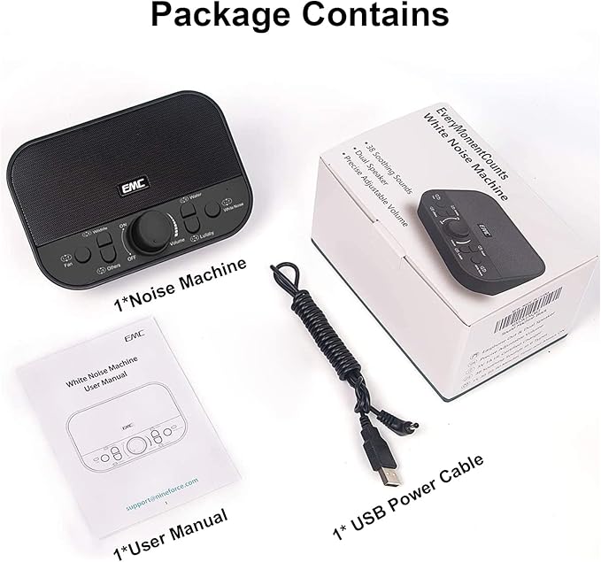 Portable Sound Machine - White Noise Machine for Sleeping & Privacy - 38 Non-Looping Sounds with Dual Speakers Timer Memory - USB Sleep Therapy Machine for Baby Kids Adults Home Office