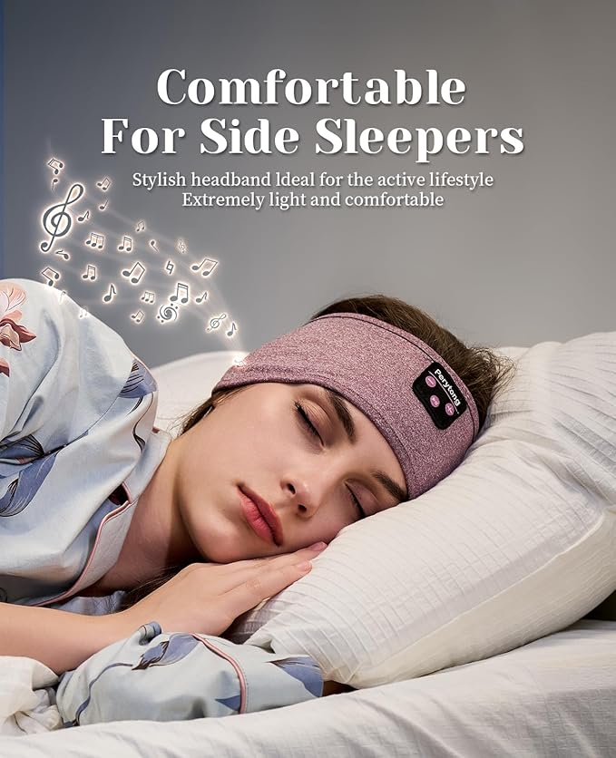 Sleep Headphones Bluetooth 5.4 Headband, Sleeping Headphones for Side Sleepers, Over-Ear Headphones with Built-in Stereo Speakers, Soft Sports Headband Music Earphones for Workout Running Air