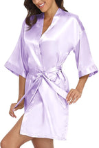 Giova Women's Satin Robe Bride & Bridesmaid Wedding Party Bathrobe Short Kimono Gown