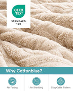 Cottonblue Jacquard Weighted Blanket 20 lbs for Adults Queen Size, Ultra Soft Sherpa Fleece Blanket for Relax and Sleep, Cozy Comfort Heavy Bed Blankets with Glass Beads, 60x80 Inches, Beige