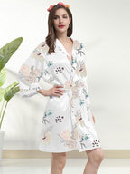 WJing Yi Jia Womens Satin Kimono Robe Silky Robes Floral Bathrobe Bride Bridesmaid Wedding Bridal Dressing Gown Loungewear