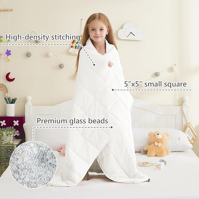 L'AGRATY Weighted Blanket - 36"x48" 3lbs Cooling Breathable Heavy Blankets Microfiber Material with Glass Beads for Adult All-Season Summer Fall Winter Soft Thick Comfort