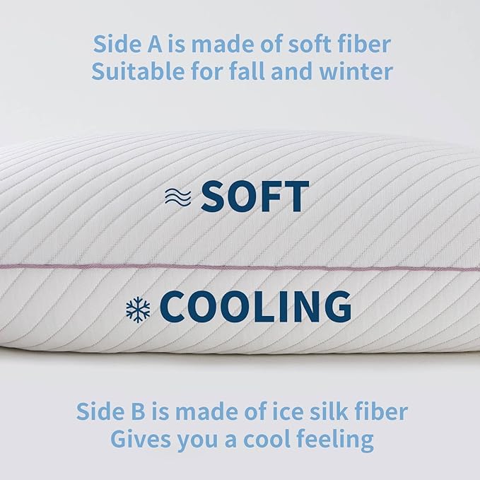 Pillows Queen Size Set of 2 Cooling Shredded Memory Foam Pillows 2 Pack for Sleeping for Side Back Stomach Sleepers