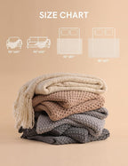 YnM Chunky Cotton Knit Throw Blanket, Cable Knit Throws for Bed Couch Sofa, Comfy & Relaxing, Decorative Piece for Farmhouse Modern Boho Rustic Scandinavian Chic Vibe, Quarry Grey 50x60 Inches