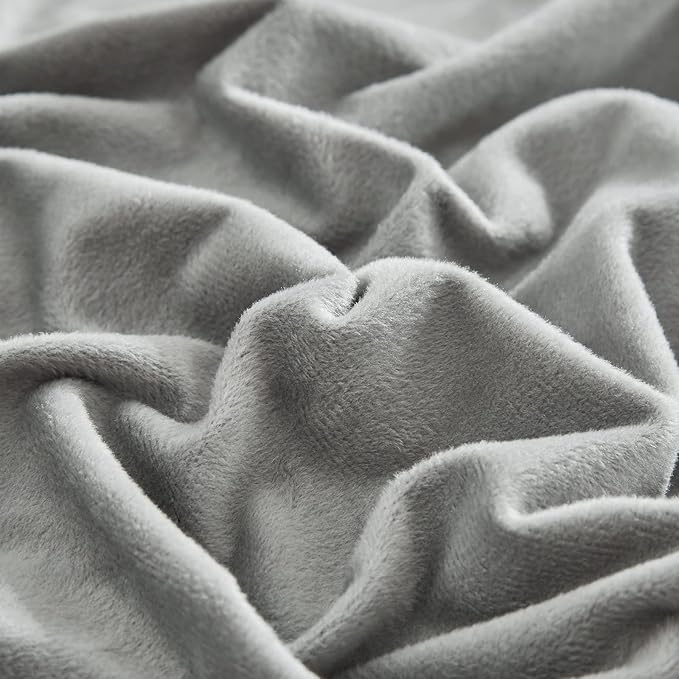 CLOTHKNOW Grey Velvet Comforter Set Twin/Twin XL 3Pcs Gray Fluffy Bedding Comforter Sets Gray Comforter Twin Sets Soft Grey Comforter Sets