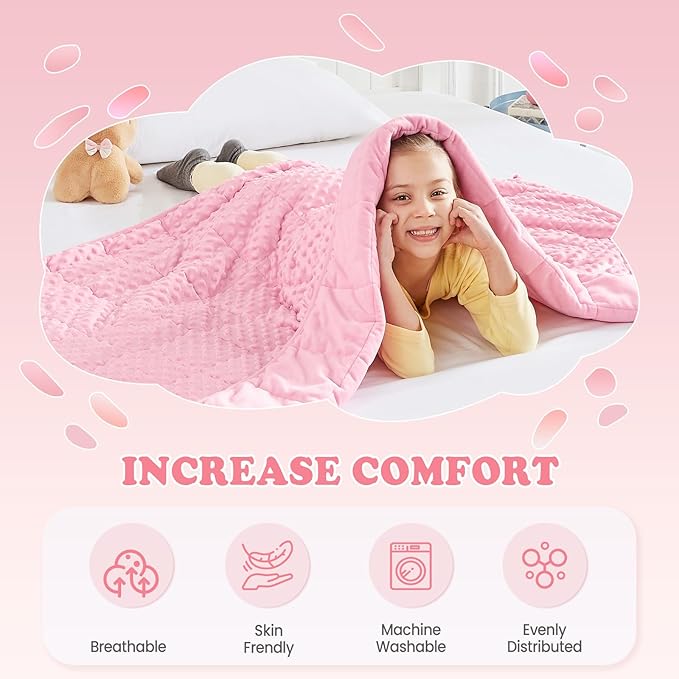 HOSUKKO Weighted Blanket - 2 lbs Pink Thciken Heavy Blanket - Small Size Breathable Comfortable Blanket(36 * 48 inches, 2 lbs)