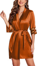 Ekouaer Women's Satin Robe Silk Kimono Bathrobe Bridesmaid Wedding Bridal Party Robes 3/4 Bell Sleeve Sleepwear S-XXL