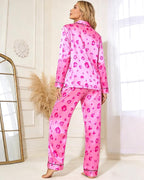 Womens Satin Pajama Set 2 Piece Silk Long Sleeve Pjs Soft Button Down Loungewear Sleepwear