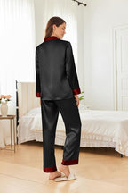 Ekouaer Silk Pajamas for Women Long Sleeve Satin Pajama Set Silky Pj Sets 2 Piece Button Down Loungewear Sleepwear