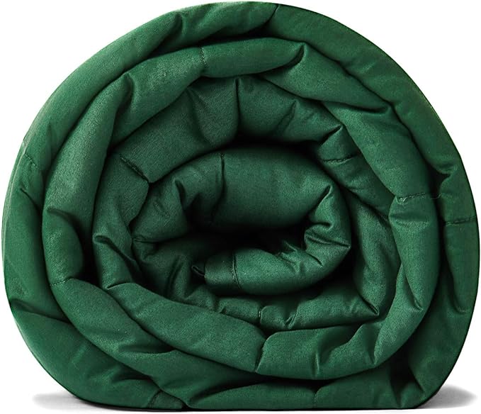 TONGDADA Kids Weighted Blanket | 40''x60'',10lbs | for Child Between 80-125 lbs | Premium Cotton Material with Glass Beads | Dark Green