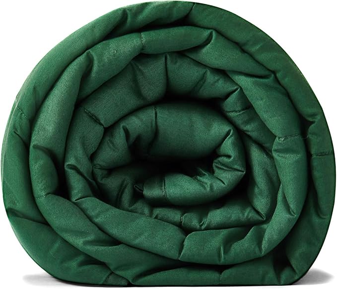TONGDADA California King Size Weighted Blanket | 90''x108'',30lbs | Perfect for Couples | Premium Cotton Material with Glass Beads | Dark Green