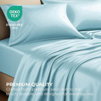 Satin Sheets Queen [4-Piece, Skyblue] Hotel Luxury Silky Bed Sheets - Extra Soft 1800 Microfiber Sheet Set, Wrinkle, Fade, Stain Resistant - Deep Pocket Fitted Sheet, Flat Sheet, Pillow Cases