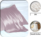 Natural Mulberry Silk Pillowcase for Hair and Skin Queen Size 20"X30" Pillow Case with Hidden Zipper Soft Breathable Smooth Cooling Silk Pillow Covers for Sleeping (Lavender,Queen,1Pcs)