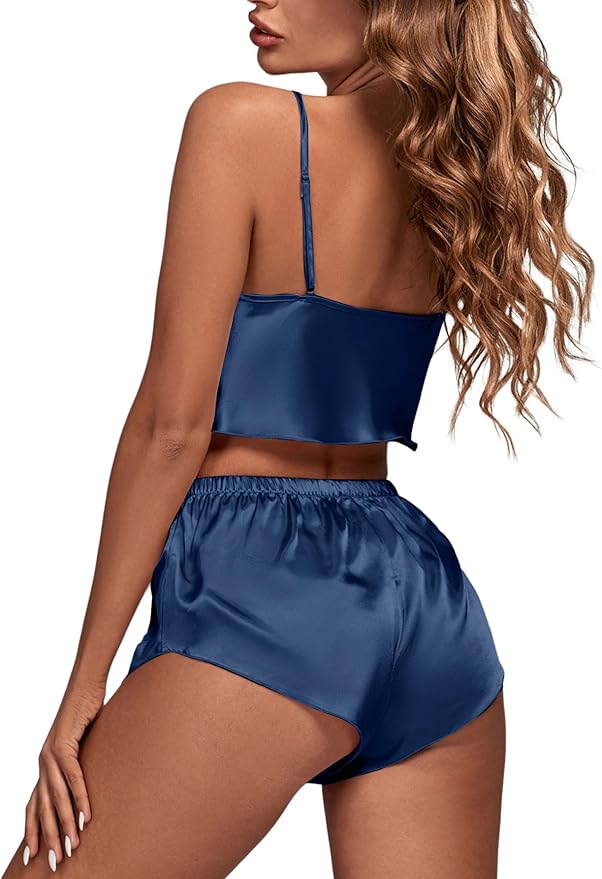 OPOIPIN Women's 3 Piece Pajama Set Sexy Cami Top and Shorts with Robe Sleepwear Loungewear Set
