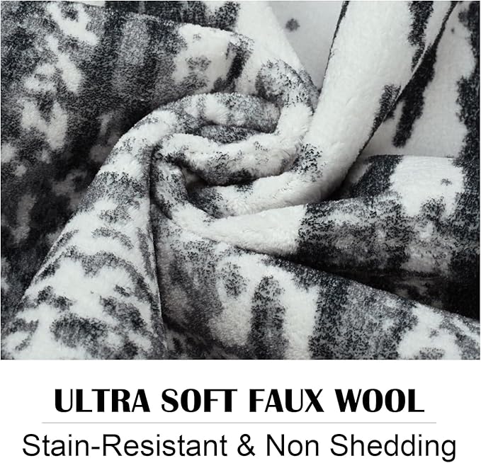 Area Rug 5x7 Washable Living Room Rug Abstract Print Non-Slip Low Pile Soft Faux Wool Carpet Rugs for Bedroom Kitchen Dining Room Playroom Kids Room Dorm Office Farmhouse Home Decor (Black and Grey)