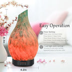 Essential Oil Diffuser 120ml Ultrasonic Aromatherapy Diffuser with Handmade Glass BPA Free, Auto Shut-Off 4 Timer Setting 7 Colors Changed LED for Home Yoga Office (Cobblestone)