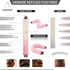 Heatless Curls Overnight Rods Jumbo Set, Heatless Hair Curler Velvet Satin Jumbo Flexi Rods to Sleep in, No Heat Overnight Sleeping Blowout Curls Wave Styling Tools with Silk Scarf 4pcs Pink