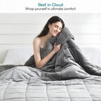 Cottonblue Weighted Blanket 15 lbs Queen Size 60x80 inches, Flannel Shaggy Sherpa Weighted Blanket for Adults Comfortable Weighted Blankets for Calming and Relax, Bed Sofa Heavy Blankets, Grey