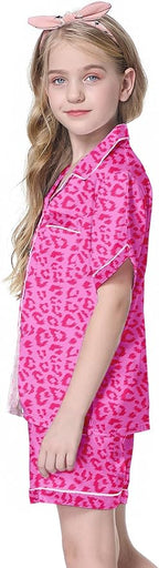 Girls & Womens Satin Pajamas Set, Silk Button-Down Sleepwear 2 Piece Nightwear, 3 Years - Women XXL