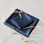 BEDELITE Satin Sheets Full Size Bed Set, Luxury Soft Navy Silky Sheet for Hair and Skin, Similar to Silk Bed Sheets Set 4 Pieces with 1 Deep Pocket Fitted Sheet, 1 Flat Sheet, and 2 Pillowcases