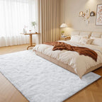 junovo 8x10 White Washable Area Rug for Girls Bedroom Living Room, Soft Non-Slip Fluffy Rugs, Shag Plush Memory Foam Carpet for Kids Room Baby Nursery Home Decor