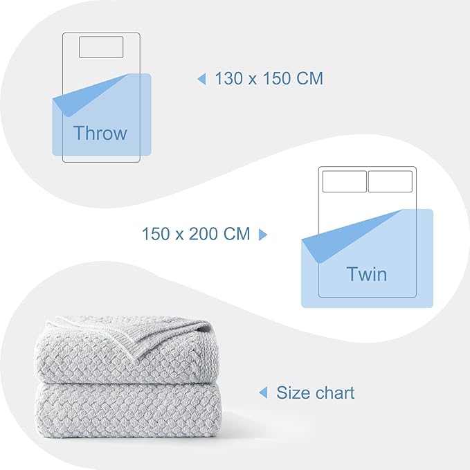 Whale Flotilla Chunky Knit Throw Blanket for Couch and Bed, Light Grey Decorative Cozy Fleece Blanket, Reversible Soft Fuzzy Woven Throws, 60x80 Inch