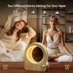 blonbar Sunrise Alarm Clocks for Bedrooms, Stepless Dimmable Moon Lamp Dual Alarm Clock with 12Levels Volume for Heavy Sleepers, 10 Natural Sounds with 30/60/90mins Timer, Gifts for Women