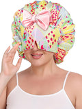 Double Layer Satin Bonnet with Detachable Eye Mask Night Cap for Curly Braids Hair Reduces Frizz Locks in Moisture