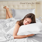 Vielit Standard Satin Pillowcase for Hair 2pc,Similar to Silk Pillow Cases,Easier Care Than Silk Pillowcase,Gifts for Women Men,White,20x26 & Envelope Closure and 2 Satin Scrunchies