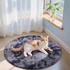 OLANLY Light Grey Tie-dye Round Rugs for Bedroom - Machine Washable, 3x3 Feet Circle Area Rugs for Living Room, Soft and Fluffy Shaggy Carpet for Teen Girls and Boys, Dorms, Home Decor Aesthetic