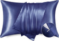 Bedsure Satin Pillowcase with Zipper, Similar to Silk Pillow Cases 2 Pack, Satin King Size Pillow Cases Set of 2, Silky & Soft Pillow Cover for Hair and Skin, Gifts for Women Men, Navy, 20x36 Inches