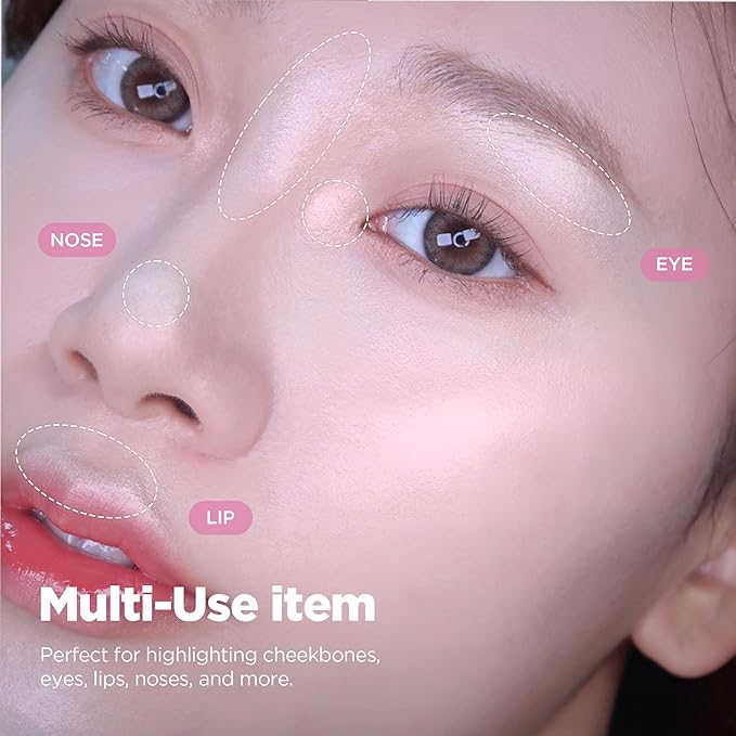 lilybyred Luv Beam Glow Veil | Korean Heart-Shaped Highlighter, Illuminating Shimmer, Radiant Glow, Silky Powder Texture, Buildable & Blendable, Lightweight & Long-Lasting, 0.11 oz. (01 Dreamy Beam)
