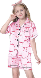 Girls & Womens Satin Pajamas Set, Silk Button-Down Sleepwear 2 Piece Nightwear, 3 Years - Women XXL