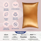 Blissy Silk Pillowcase - 100% Pure Mulberry Silk - 22 Momme 6A High-Grade Fibers - Silk Pillow Cover for Hair & Skin - Regular, Queen & King (Gold, Queen)