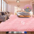 Pink Shag Area Rug 6x9 for Girls Bedroom, Large Fluffy Soft Shaggy Rugs for Living Room, Cute Fuzzy Furry Rug for Kids Room, Modern Shag Carpet for Toddler Nursery Dorm Room Decor, Upgrade Anti-Skid