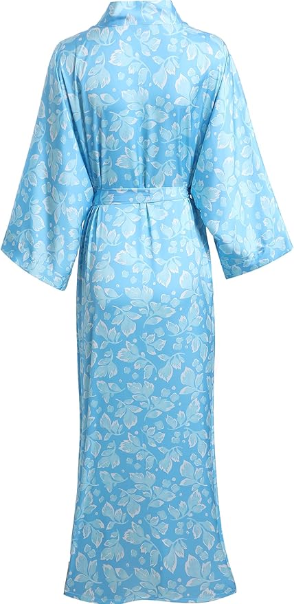 Aensso Long Soft Lightweight Silky Kimonos Robes for Women, Luxury Japanese Floral Womens Kimono Robe