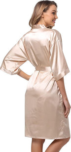Women's Satin Robes Set with Nightgown Silk Kimono Pajamas 2 Piece Sleepwear Camisole Wedding Bride Gown Set