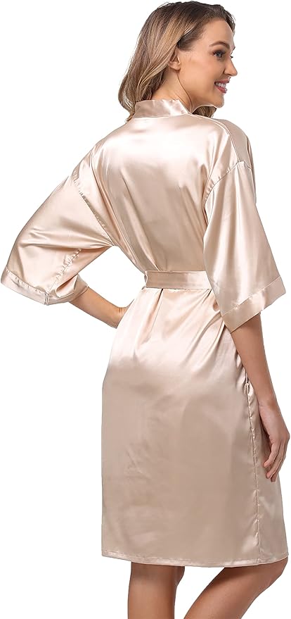 Women's Satin Robes Set with Nightgown Silk Kimono Pajamas 2 Piece Sleepwear Camisole Wedding Bride Gown Set