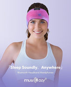 MUSICOZY Sleep Headphones Bluetooth 5.4 Headband, Wireless Earphones Sweat Resistant Earbuds with Ultra-Thin HD Stereo Speaker for Workout Running(Tie-dye Pink)