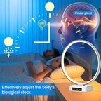 Sunrise Alarm Clock Wake Up Light - 3 Color LED Lamp with Sound & Light Awakening, Bioclock Adjustment, Ring Light Design for Bedroom Bedside