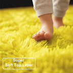 Amdrebio Yellow Area Rug for Bedroom Living Room, 5x7 Fluffy Fuzzy Plush Rugs for Kids Room Decor Aesthetic, Cute Furry Shag Kawaii Carpet for Playroom Classroom Nursery Teen Girls Boys Baby Toddler