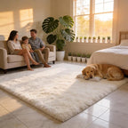 Ultra Soft Shag 8x10 Cream Area Rug – 8x10 Rugs for Living Room, Non-Slip, Fluffy Plush Large Carpet, Shaggy Furry Rug for Bedroom, Dorm, Kids and Girls Room, Nursery, Home Office Décor
